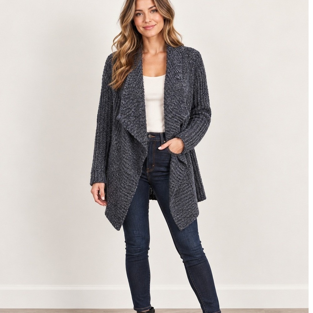 Abercrombie & Fitch Cardigan Womens Small Marled Draped Open Front Knit sweater